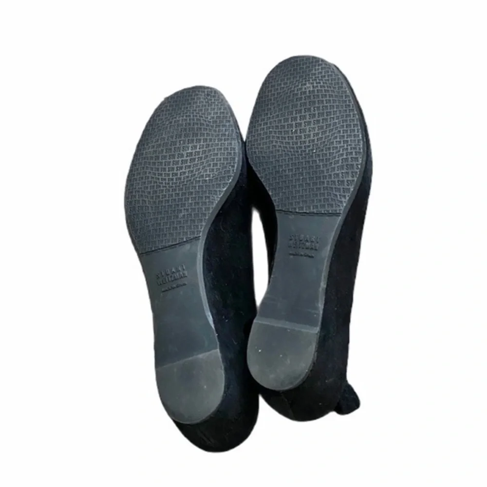 Stuart Weitzman Spando‎ Black Suede Slingback Wedge Heels